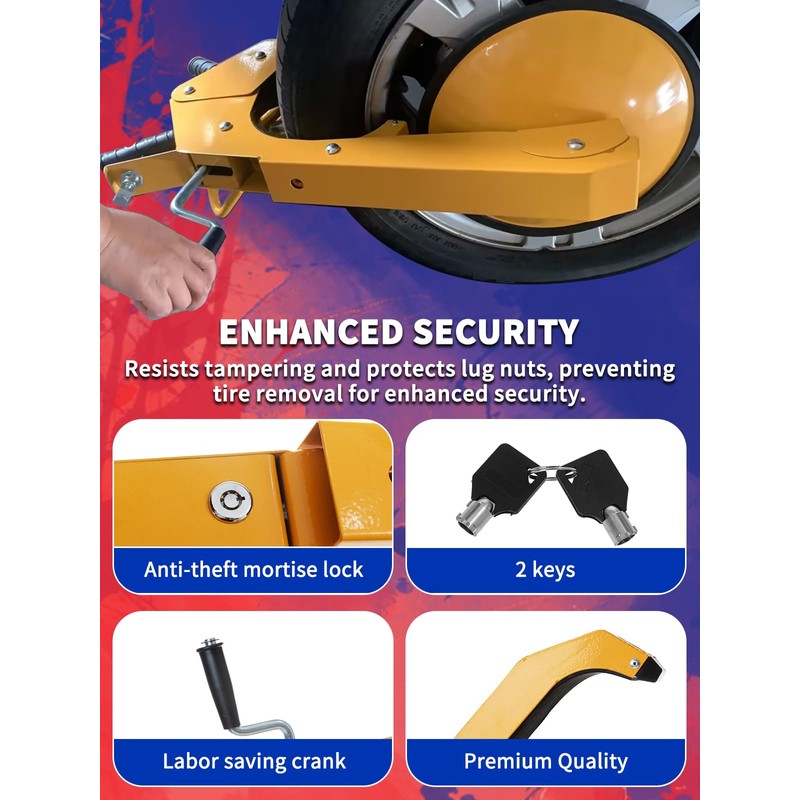 Punmew Trailer Wheel Lock 2 Pack Heavy-Duty Adjustable Anti-Theft Trailer