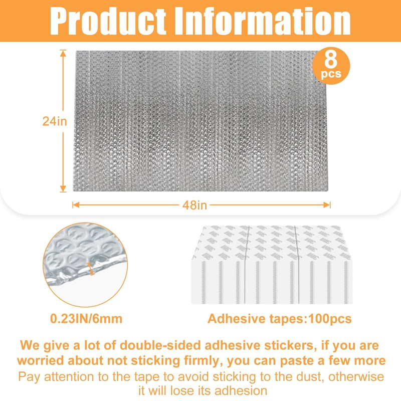Hoqqf Garage Door Insulation Kit (8 Pcs) 48 x 24