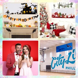 Blank Banner, DIY Birthday Banner, Youth Initiation Garland, Wedding Banner, Party Banner, White, 180 x 60 cm with 6 m Hanging Rope