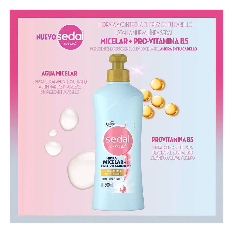 Sedal Care + Crema para Peinar Hidramicelar y Pro Vitamina