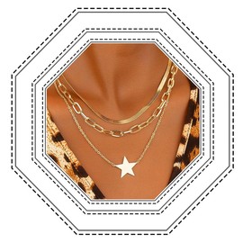 Jovono Boho Star Necklaces, Layered Gold Snake Choker Necklace, Chains, Punk Thick Necklaces, Accessories for Women, One Size, Plastic, No Gemstone, Plastic, No Gemstone