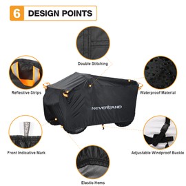 NEVERLAND NEVERLAND ATV Cover Waterproof Heavy Duty 4 Wheeler Cover Quad Cover All Season Weather Proof Outdoor UV Protection for Polaris Yamaha Suzuki Honda (Black XLarge)