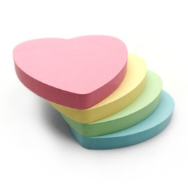 Heart Sticky Notes Pastel Colours Yellow, Pink, Green, Orange | 800 Sticky Pads (76x76mm) Set of 8 (100 Sheets Per Pad) | Stationery, Office Accessories, School Supplies for All Occasions