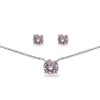 B. BRILLIANT Sterling Silver Pink Round Stud Earrings and Necklace