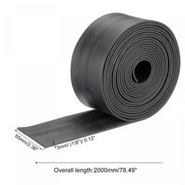 sourcing map Neoprene Rubber Sheet Rolls 3mm(T) x60mm(W) x2m(L), Solid Rubber Strips for DIY Gasket, Sealing Padding, Reduce Vibration Mat