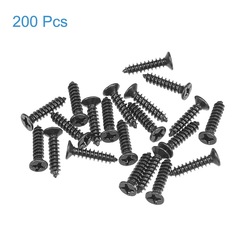 uxcell M3 x 14mm Wood Screws Phillips Flat Head Carbon