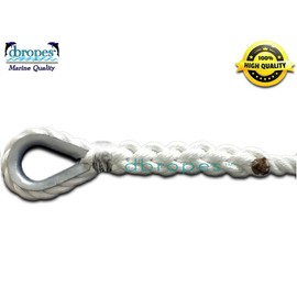 3 Strand Mooring Pendant Premium 100% Nylon Rope 1/2' X 12' with Thimble (Tensile Strength 6400 Lbs.)
