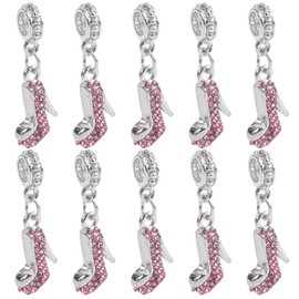 AUEAR, Fashion Crystal High Heel Shoe Shape Charms Bulk Pendant Jewelry Findings for Jewelry Making Necklace Bracelet DIY, Crystal and Alloy, crystal