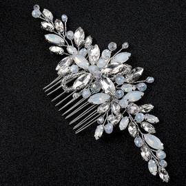 Handcess Bride Wedding Hair Combs Silver Crystal Headpiece Rhinestone Bridal Hair Accessories for Women and Girls