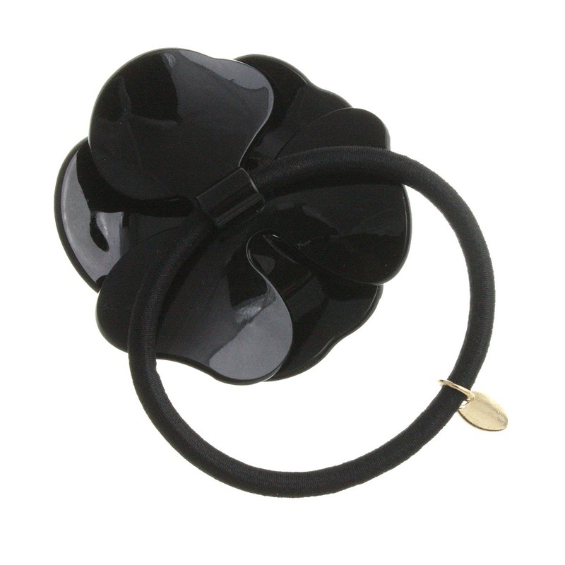Vingtaine H7071-BK- Enamel Camellia Hair Elastic Elegant Flower Date Flower