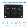 Ameribox 3 Gang Toggle Rocker Switch Panel Green LED Light