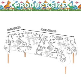 Dinosaur Giant Colouring Table Cloth for Kids,137 * 274cm Dinosaur Colouring Poster Tablecloth Colouring Books Table Cover for Girls Boys School Party Poster Educational Doodle Art Activity Game