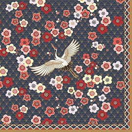 20 Napkins Crane in the Sea of Blossoms Animals Asia Asian Flowers Table Decoration Decoupage Decoupage Decoupage 33 x 33 cm