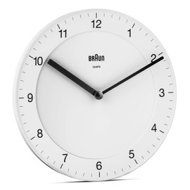 Braun Classic Analogue Wall Clock with Quiet Quartz Movement, Easy to Read, 20cm Diameter in White, Model BC06W, One Size