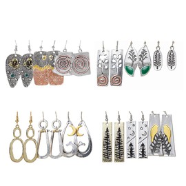12 Pairs Vintage Geometric Druse Crystal Drop Dangle Earrings Ethnic Style Vintage Boho Jewelry Waterdrop Earrings Jewelry Set for Women (12 Pairs Boho-2)