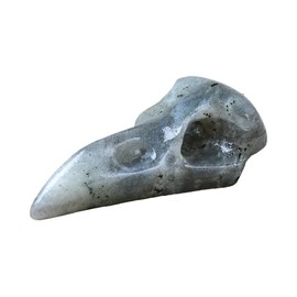 DZJXBZhu Moonstone Raven Skull Figurine Crystal Healing Stone Spiritual Meditation Pocket Figurine Natural Gemston Hand Carved Polished Home Room Office Desk Decoration Gift Collect