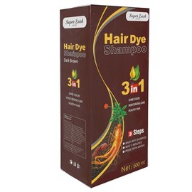 Super Lash Mei du 3-in-1 Hair Dye Shampoo, 500ml | Instant Coloring, Shine & Moisture (Dark Brown)