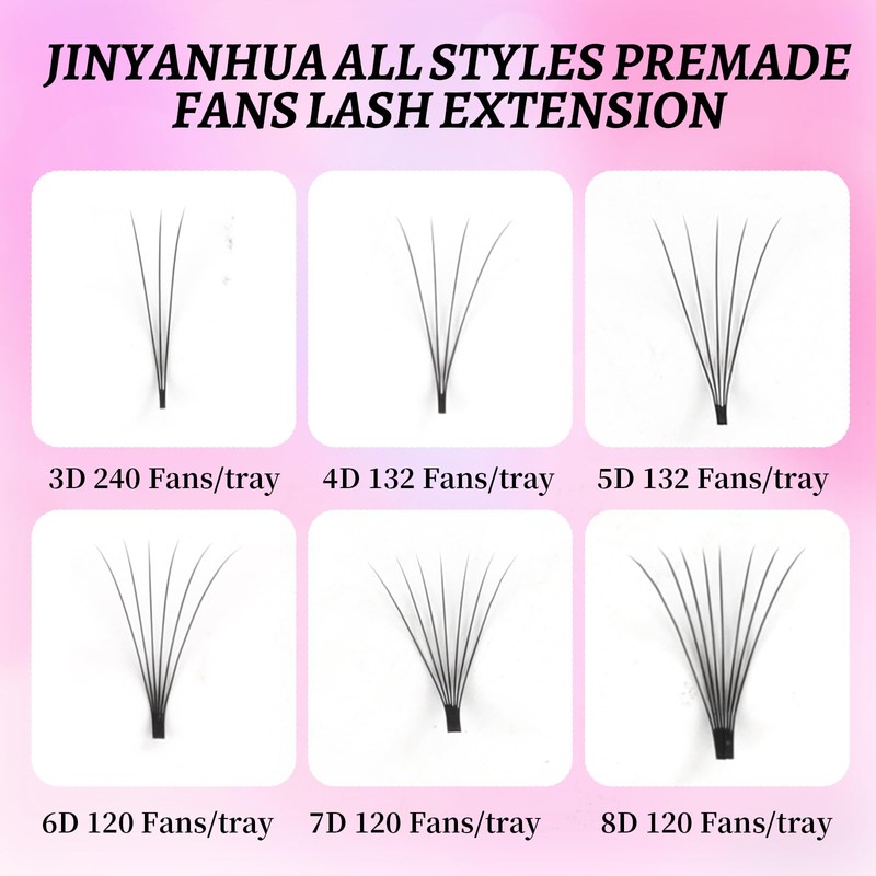 Premade Eyelash Fans Extension 8-15mm Length 3D/4d/5d/6d/7d/8d 0.07mm Short Stem