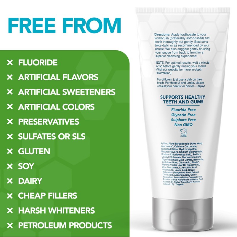 Nano hydroxyapatite Toothpaste Fluoride Free; Dentist Formulated Pro Remineralizing Toothpaste