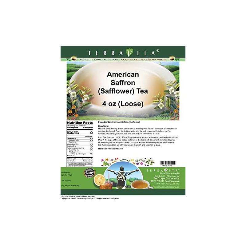 American Saffron (Safflower) Tea (Loose) (4 oz, ZIN: 513249) -