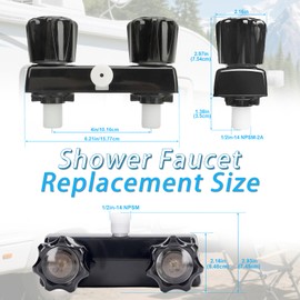 Upgraded RV Shower Faucet 4 Inch Replacement for Rv Camper Shower Faucet Ideal for Trailers Motorhomes and Travel Trailers,RV Valve Diverter Replacement with 2 Knob Handles (Black)