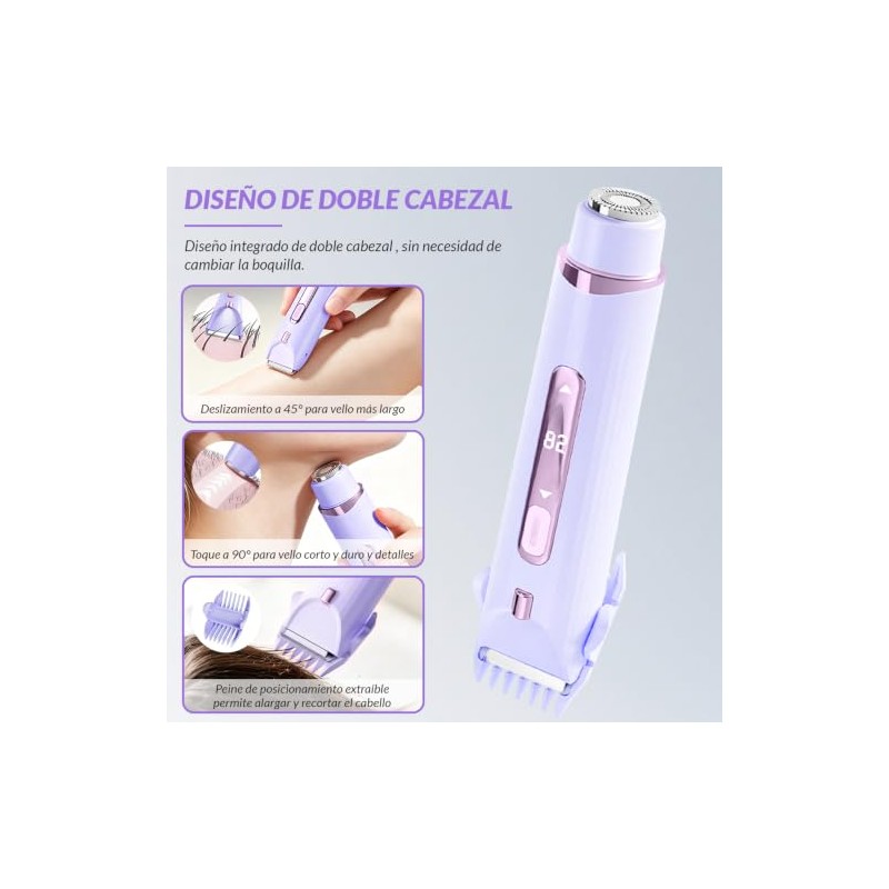 Edecor Depiladora Eléctrica Rasuradora Mujer Doble Cabezal