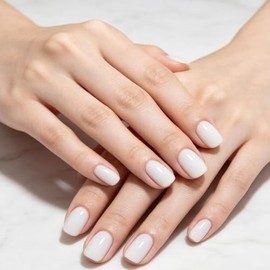 Uñas postizas blancas cortas cuadradas – 32 piezas de uñas acrílicas blancas reutilizables para manicura casera diaria y de salón, Uñas Acrílicas Post