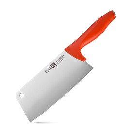 Klaus Meyer Acciaio High Carbon Stainless Steel 7 inch Kitchen Knife Cleaver (Red)