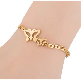 Pulsera Acero Inoxidable Mariposas Alta Calidad Ajustable