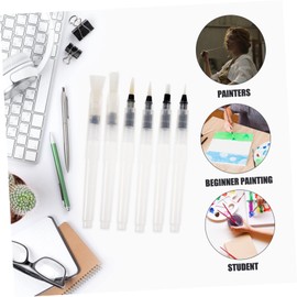 Operitacx Pack of 18 Paint Water Injection Brushes Watercolour Pen Paint Pen for Beginners Writing Brush Painting Pens Art Supply Full with Water Watercolour Pen Feather Student Plastic White