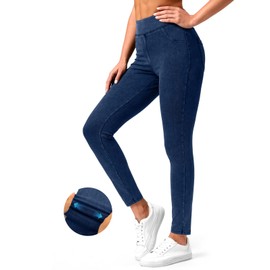Rammus Jeggings Pull on Stretchy Jeans for Women High Waisted Skinny Jean Leggings Tummy Control Denim Pants with Pockets Medium denim/29 XXL