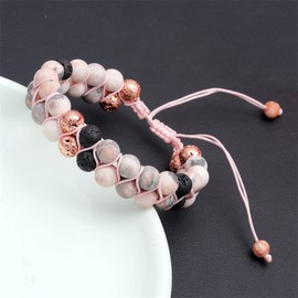 Harry and Henry Anti Anxiety Bracelet for Women Pink Zebra Jasper Essential Oil Diffuser Bracelet Stress Relief Beads Bracelet Gifts for Women