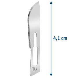 Set of 50 Sterile Scalpel Blades Figure 10 Made of Carbon Steel - Replacement Blades + 1 x Shehadeh - Scalpel Holder - Stainless Steel
