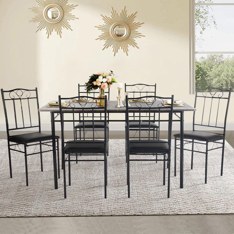 Dining Table Set for 6, Kitchen Table and Chairs for