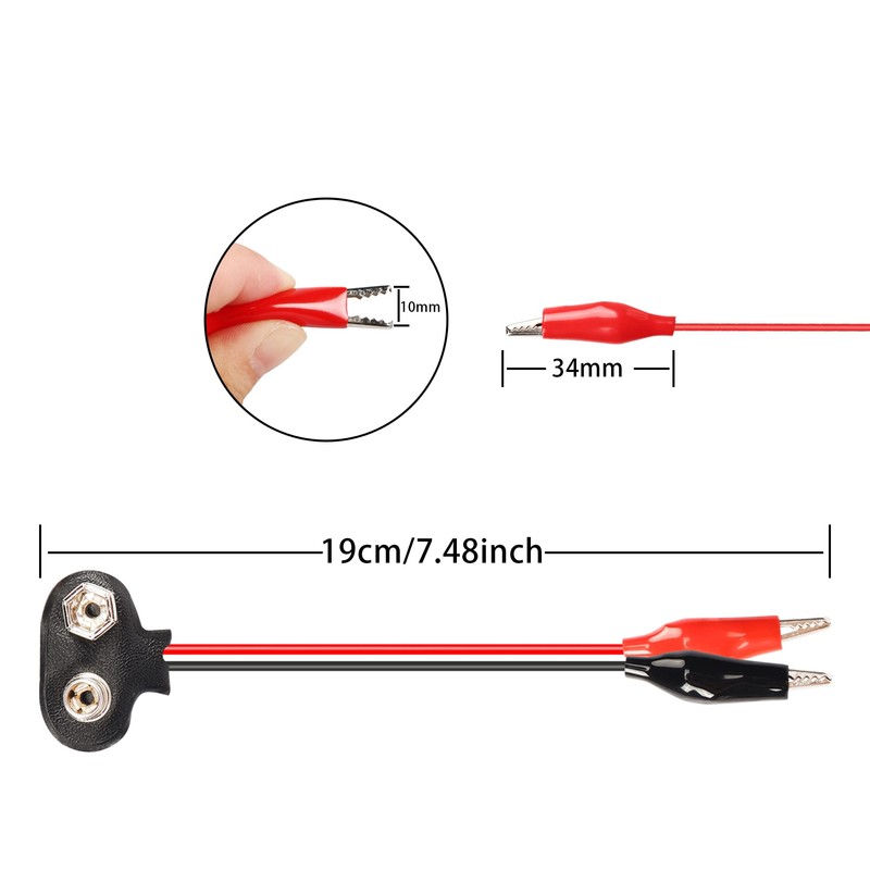 PNGKNYOCN 9V Battery Snap to Alligator Clips Cable,5 Pack Dual