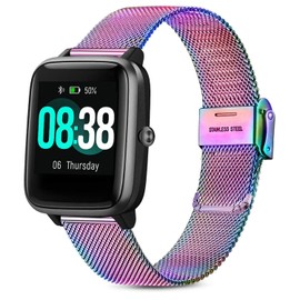 Issinlky Veryfitpro ID 205L Band, 19mm Band Stainless Steel Metal Band for GRV FC1 IDW 15 ID205S ID205G ID215G ID216 YM205L Uwatch3 Ufit GT BV205L TE021 SW020 SW021 SW023 Smartwatch