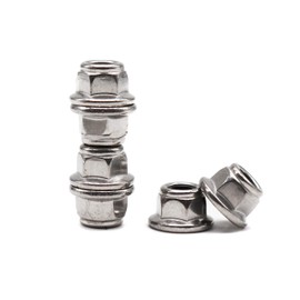 binifiMux 30pcs 304 Stainless Steel M5-0.8mm Hex Flange Nylon Inserted Self Lock Nuts