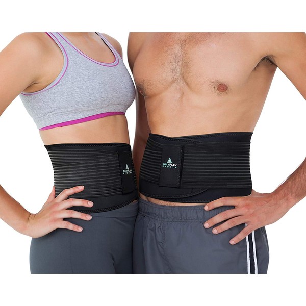 AllyFlex Sports® Back Brace Lower Back Pain Relief - Back Brace for Women and Men Under Clothes Lower Lumbar Support to Improve Posture - XS/S