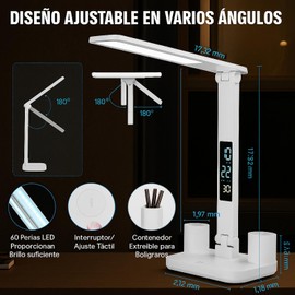 BTOOTB Lampara de Escritorio, Escritorio Plegable de Dos Cabezales Lámpara De Escritorio LED, Lámpara de Mesa con Tres Modos de Iluminación, Interruptor Táctil, para Trabajar, Estudiar (Doble cabeza)