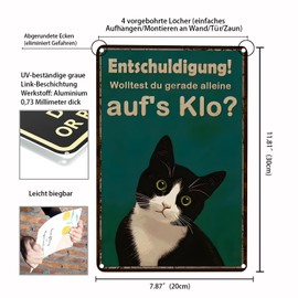 "Wolltest du gerade alleine auf's Klo?" Black Cat Bathroom Sign Metal Tin Bar Toilet Art Decoration 20x30cm(2423)