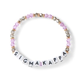 Sorority Shop Sigma Kappa Bracelet — Glass Bead Bracelet with SK Name Beads and 18K Gold Accent Beads, Greek Sorority Jewelry for Big Little Sorority Gifts