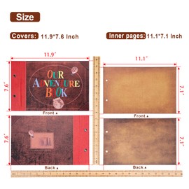 Our Adventure Book with House, 11.6 x 7.5 inch Leather Cover Up Themed Vintage Scrapbook Album,Valentine's Day, Anniversary Wedding Gifts, Retro Craft Cardstock, 40 Pages (adventure book)