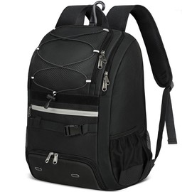 Baseball Bag for Youth Adult, Large Lightweight Softball Bag with Shoe Compartment and Helmet Holder, Waterproof Baseball Bat Backpack with Fence Hook - Color: Black