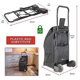 dbest Products Carro de Carro Compacto con Bolsillos – Carro Plegable sobre Ruedas – Carro rodante Multiusos con Bolsa extraíble, Bolsillos de Almacen