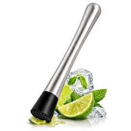 8 Inches Drink Muddler for Cocktails – Stainless Steel Muddler Tool with Textured Head, Lightweight Build – Fruit Smasher for Drinks, Mojitos, Avocado, Herbs, Spices & Ice Crushing Bar Tool for Mixing