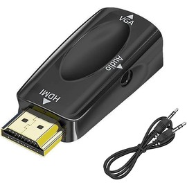Aolirot HDMI to VGA Adapter 1080P@60HZ HDTV with Audio Transmission Converter 3.5 mm Audio Port HDMI Female to VGA Male for PC, Laptop, Monitor, Projector etc