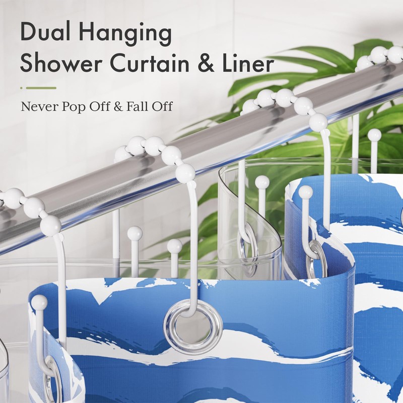 AmazerBath Shower Curtain Hooks White Metal Shower Curtain Rings Rust