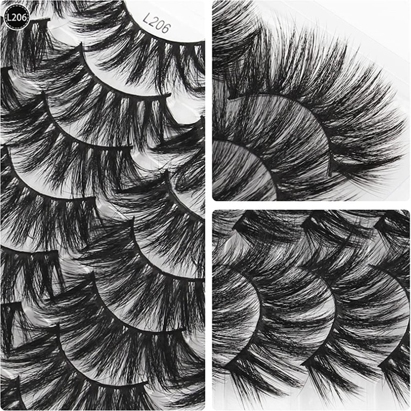 SHIDISHANGPIN 16 Pairs Black Eyelashes Natural Long Multilayer Fluffy Eyelashes