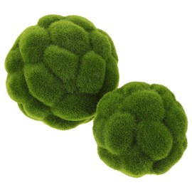 STOBAZA Moss Balls 2 PCS Green Moss Balls Decorative for Bowl Filler, Artificial Greenery Faux Mossy Globes for Forest Core Home Centerpiece Vase Party Wedding Decors - 4" W and 4.7" W