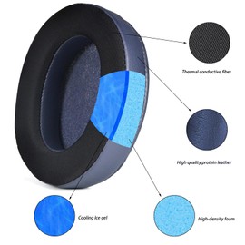 umvowuxa Replacement Ear Pads for Sony WH-XB910N XB910 Wireless Noise Cancelling Headphones,Ear Pads Cushions with Soft Cooling Gel and Breathable Ice Silk Fabric(Blue)
